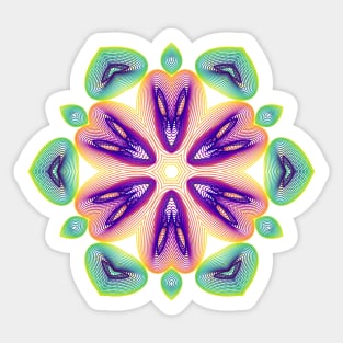 Lotus Kaleidoscope | Harmonograph Green Yellow Purple White Sticker